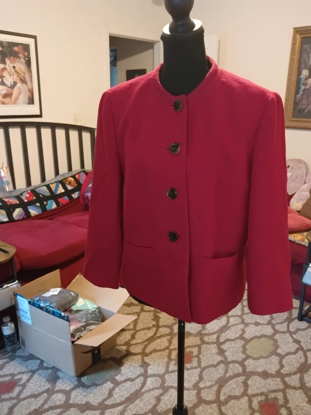 Talbots Women's Button-Front Crimson Blazer